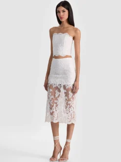 CERESI EMBELLISHED LACE BANDEAU TOP