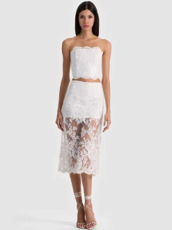 CERESI EMBELLISHED LACE BANDEAU TOP