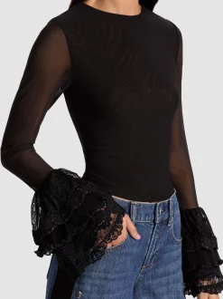 DELAINA TOP WITH RUFFLE CUFF