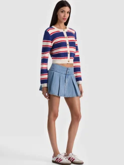 DOLLIE STRIPED CABLE CARDIGAN