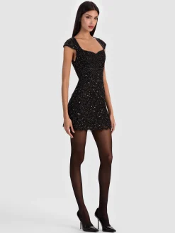 EVE EMBELLISHED LACE MINI DRESS