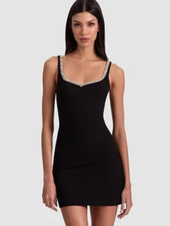 EVE EMBELLISHED TRIM MINI DRESS
