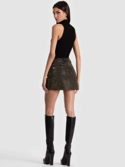 JOSS EMBELLISHED DENIM SKIRT