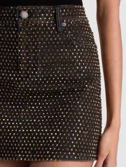 JOSS EMBELLISHED DENIM SKIRT