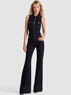 RACHEL SLEEVELESS DENIM JUMPSUIT