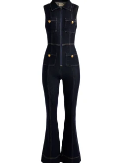 RACHEL SLEEVELESS DENIM JUMPSUIT