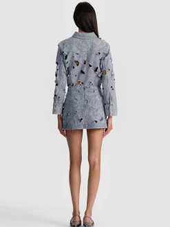 RUBI LASER-CUT DENIM SKIRT